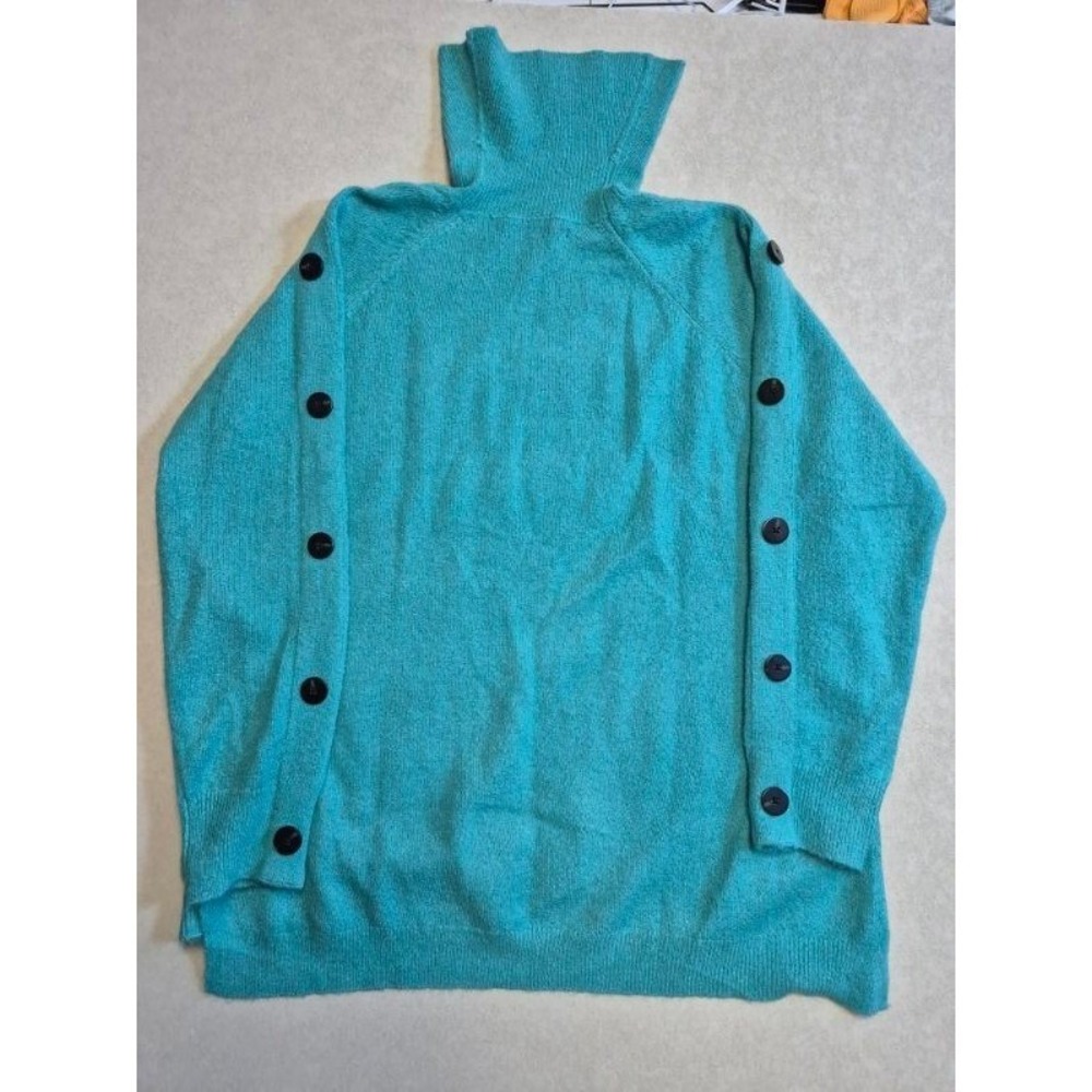 Apt. 9 Womens Teal Blue Turtleneck Sweater Button Sleeve Detail XXL